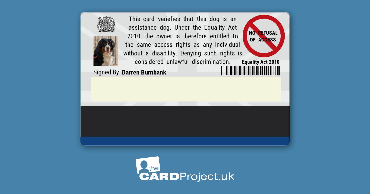 Assistance Dog ID Card Blue Crest (REAR)